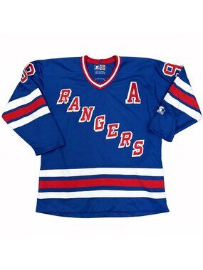Vintage Starter Wayne Gretzky New York Rangers NHL Hockey Jersey Size L Blue